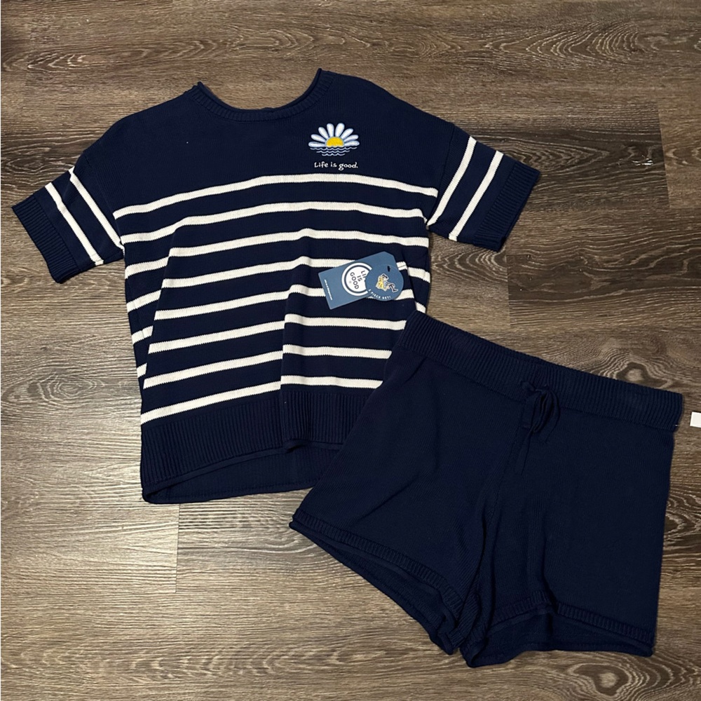 Navy and White Striped Knit set